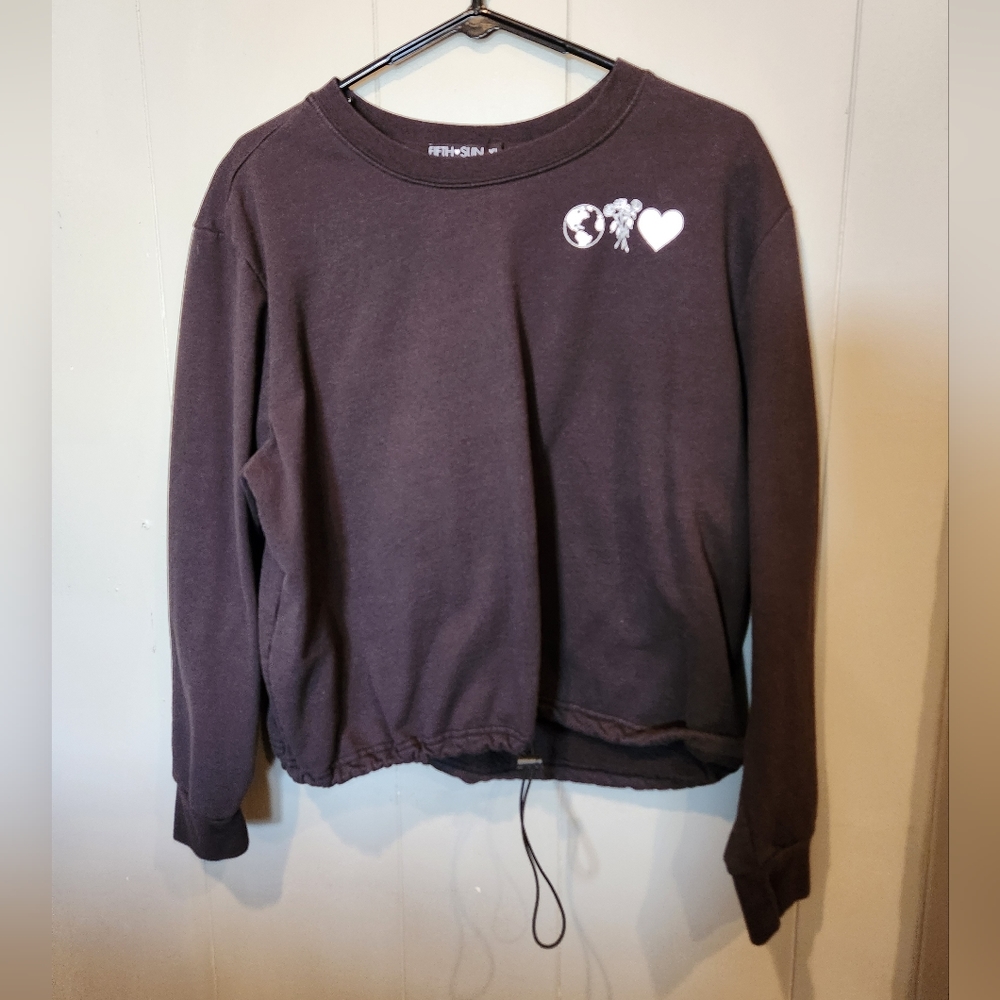 Fifth Sun Crew Neck, Cinch Waist Sweatshirt CL